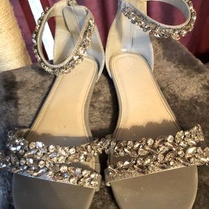 Silver jeweled sandals
